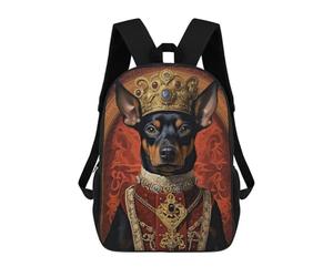 sinyumoney Miniature Pinscher King Backpack School Bag Large Water Resistant Laptop Backpack for School/Work/Travel 17inch