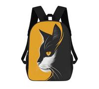 sinyumoney Minimalist Cat Vector Portrait in Black And Orange Backpacks Kids Student Schoolbag,3D Printed Backpacks,Elementary And Middle School Students Backpacks for Boys Girls 17inch