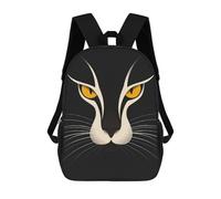 sinyumoney Minimalist Cat Vector Portrait with Golden Eyes Backpack School Secondary Causal Travel High School Bags for Boys/Girls/Teenagers 17inch