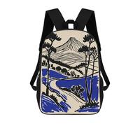 sinyumoney Minimalist Landscape with Mountain And Trees 3D Printed 17 Inch School Backpack Children's Backpacks 3D Printed Cool Knapsack for Boys Elementary And Middle