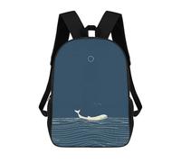 sinyumoney Minimalistic Luna Whale Children's Backpacks School 3D Printed Bag Bookbag for Kids Travel Rucksacks Boy Girl Book Bags Kids School Bag 17inch