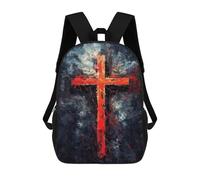 sinyumoney Minimalistic Red Cross School Bag Backpack Teen Schoolbag 3D Printing Adjustable Schoolbag Fashion Pocket Bag for Kids Boys Girls Students And Teenagers Fans 17inch
