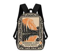 sinyumoney Mirror Lake Yosemite Illustration 3D Printed 17 Inch School Backpack Casual Children's Backpacks 3D Printed for Boys Elementary And Middle