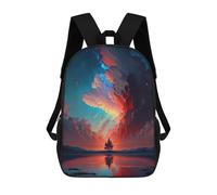 sinyumoney Mirrored Sunset Serenity School Bag Backpack Teen Schoolbag 3D Printing Adjustable Schoolbag Fashion Pocket Bag for Kids Boys Girls Students And Teenagers Fans 17inch