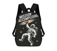 sinyumoney Mission Accomplished Astronaut Football in Space Children's Backpack, 17 Inch 3D Printed School Backpack, Backpack Cartoon Adjustable School Bag for Primary School