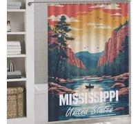 sinyumoney Mississippi River Landscape Bath Shower Curtains Mildew with Hooks Waterproof Fabric Bathroom Curtains Modern Art for Toile Bathroom Dorm 64.17x70.87Inch（163x180cm）