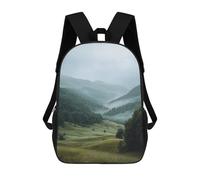 sinyumoney Misty Mountain Valley Children's School Backpack Fashion Casual 17inch 3D Printed School Bags Boy School Backpack Large Backpack
