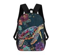 sinyumoney Mixed Media Sea Turtle Children's Backpacks School 3D Printed Bag Bookbag for Kids Travel Rucksacks Boy Girl Book Bags Kids School Bag 17inch
