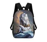 sinyumoney Moby Dick Backpack with Pocket 3D Printed Backpacks, Travel Rucksacks Book Bags Kids School Bag 17inch