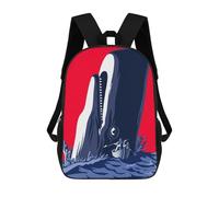 sinyumoney Moby Dick Kids School Backpack School Bag 3D Printed School Bag for Boys Elementary And Middle School Students 17inch
