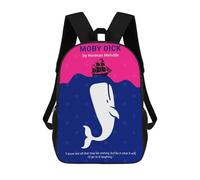 sinyumoney Moby Dick Minimalist Book Cover Kids' Backpack 3D Printing School Bag Boys Cool Daypacks Casual Knapsack Fun Back Bag for Kids And Teenager 17inch