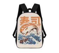 sinyumoney Moby Sushi Children's Backpacks School 3D Printed Bag Bookbag for Kids Travel Rucksacks Boy Girl Book Bags Kids School Bag 17inch