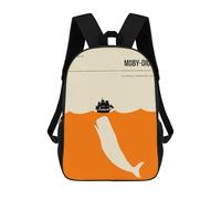 sinyumoney MobyDick Herman Melville Backpack Kids School Backpack School Bag 3D Printed Fashion School Bag for Boys Elementary And Middle School Student 17inch