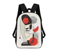 sinyumoney Modern Abstract Face - Geometric Minimalist Wall Art Backpack School Backpack Kids School Bag Large Capacity Kids Backpack for School Rucksack 3D Book Bag Gifts for Kids 17inch