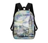 sinyumoney Modern Art LONDON Streets Kids Backpack, Kids School Bag 3D Printed School Backpacks for Boys And Teenager School Students 17inch
