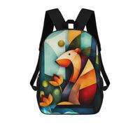 sinyumoney Modern Cubism Capybara Rucksacks 3D Printed Children Backpacks Fashion Casual Daypack Cute Travel Bags Outdoor Casual Daypack for Boy And Girl 17inch