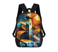 sinyumoney Modern Cubism Lighthouse 3D Printed Kids Backpacks Boys Fashion School Bag Travel Backpacks School Bags for Boys Elementary School Students 17inch