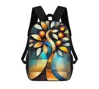sinyumoney Modern Cubism Tree Kids Children School Backpack 17 Inch Bookbags Casual Travel Rucksack Boys Girls Large Capacity Daypack 17inch