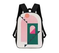 sinyumoney Modern Geometry 4 Backpacks Kids School Backpack School Bag 3D Printed Fashion School Bags for Boys Elementary And Middle School Students 17inch