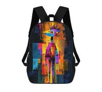 sinyumoney Moisky Self-Portrait - Abstract Geometric Vision Backpack School Fashion Stationery Backpack Waterproof Casual Daypacks for Men, Women & Teenage Boys 17inch