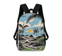 sinyumoney Molokai Island Beach Scene Illustration Backpack School Bag Large Lightweight Casual Backpack for Campus Outdoor Travel Sports 17inch