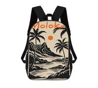 sinyumoney Molokai Island Landscape Art Backpack School Bag School Secondary High School College Backpack Travel for Girls Boys Teenage 17inch