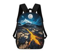 sinyumoney Molten Night Lava Flow Beneath A Full Moon Backpacks Kids Student Schoolbag,3D Printed Backpacks,Elementary And Middle School Students Backpacks for Boys Girls 17inch