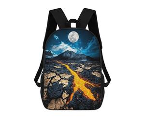 sinyumoney Molten Night Lava Flow Beneath A Full Moon Backpacks Kids Student Schoolbag,3D Printed Backpacks,Elementary And Middle School Students Backpacks for Boys Girls 17inch