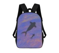 sinyumoney Mom And Baby Whale Kids' Backpack 3D Printing School Bag Boys Cool Daypacks Casual Knapsack Fun Back Bag for Kids And Teenager 17inch