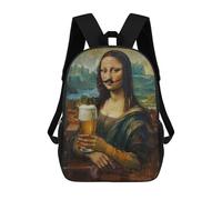 sinyumoney Mona Lisa Beer Mustache School Backpack Water Resistant Computer Rucksack for Campus Outdoor Travel Sports 17inch