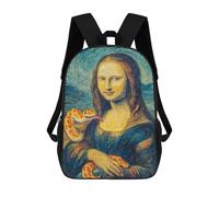 sinyumoney Mona Lisa with Snake Art Print-1 3D Printed 17inch Kids School Backpack School Bag Fashion Rucksacks for Boys Elementary And Middle School Students