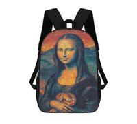 sinyumoney Mona Lisa with Snake Art Print 17inch School Bag 3D Printed Children's School Backpack Casual Fashion Travel Backpacks for Kids School Students