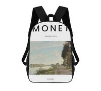sinyumoney Monet Argenteuil River School Backpack for Girls Backpack Water Repellent Casual Daypack Lightweight Rucksack Boy Girl School Backpack 17inch