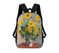 sinyumoney Monet Bouquet of Sunflower School Backpack Large Water Resistant Laptop Backpack for Girls Boys Teenage 17inch