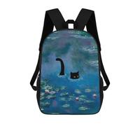 sinyumoney Monet Cat Waterlilies Backpack School Work Laptop Backpack Rucksack Bag for Men, Women & Teenage Boys 17inch