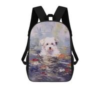 sinyumoney Monet Dog Waterlilies Art Backpack School Bag Lightweight Airport College Students Back Pack for Men, Women & Teenage Boys 17inch
