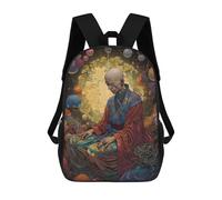 sinyumoney Monk in Meditation 3D Printed Children's School Backpack for Kids Travel Rucksacks Book Bags Kids School Bag 17inch
