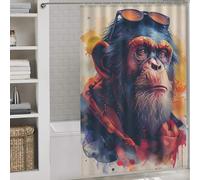 sinyumoney Monkey And The Glasses Hilarious Bath Curtain Quick Drying Proof Resistant Shower Curtain Waterproof Mould for Home Bathroom Toile Hotel Decor 56.30x70.87Inch（143x180cm）