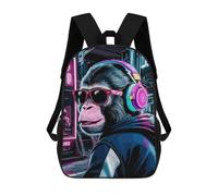 sinyumoney Monkey Animals Neon 3D Printed School Bag Children's School Backpack Schoolbags Travel Backpacks Casual Fashion Bag for Kids School Students 17inch