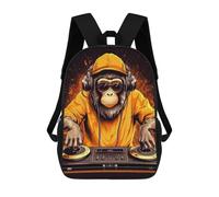 sinyumoney Monkey DJ in Action Kids Backpack, Backpack School Bag, Backpacks Kids School 3D Printed School Bags for Elementary And Middle School Students Teens Birthday Gift 17inch