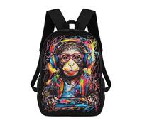 sinyumoney Monkey DJ Music School Backpack Daypacks Business Backpack Water Resistant Bookbag for School/Work/Travel 17inch