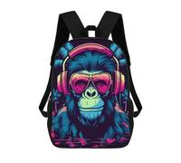 sinyumoney Monkey Dj Music School Bags High Secondary School Bags Casual Backpack for Campus Outdoor Travel Sports 17inch