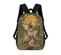 sinyumoney Monkey Forest School Bag Backpack Teen Schoolbag 3D Printing Adjustable Schoolbag Fashion Pocket Bag for Kids Boys Girls Students And Teenagers Fans 17inch