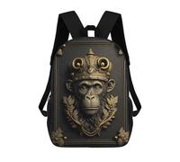 sinyumoney Monkey Gold Relief Deco School Backpack High Secondary School Bags Casual Backpack for Girl, Teen Girls 17inch