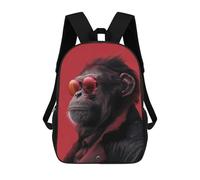 sinyumoney Monkey in Glasses Animal Backpacks Kids Student Schoolbag 3D Printed Backpacks Elementary And Middle School Students Backpacks for Boys Girls 17inch