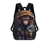 sinyumoney Monkey in Hoodie 3D Printed School Bag Children's School Backpack Schoolbags Travel Backpacks Casual Fashion Bag for Kids School Students 17inch