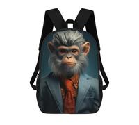 sinyumoney Monkey in Suit Animal Art Children's Backpacks School Backpack 3D Printed Backpack for Kids Travel Rucksacks Book Bags Kids School Bag 17inch