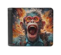 sinyumoney Monkey in Sunglasses Exploding 3D Print PU Leather Men's Wallet Credit Card Holder Banknote Compartments Wallets for Boys Girls 11.7cm*9.5cm