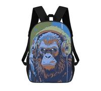sinyumoney Monkey Music School Backpack 3D Printed School Bags Boys Girls Laptop Backpack for Kids/Students/Adults 17inch