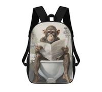 sinyumoney Monkey on Toilet Backpacks Kids School Backpack School Bag 3D Printed School Bag for Boys Elementary And Middle School Students 17inch
